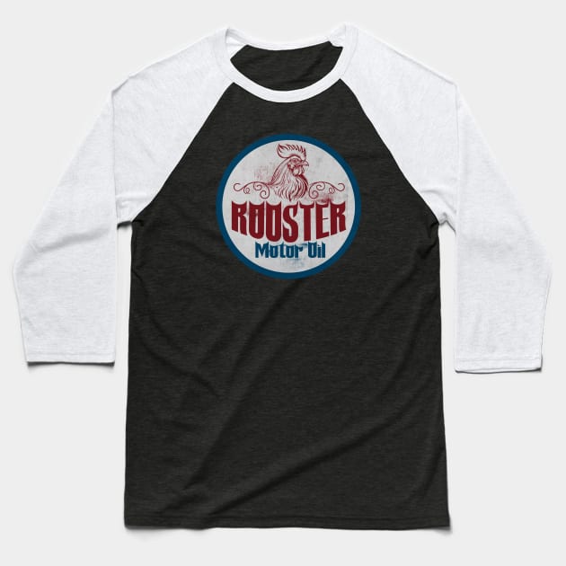 Vintage Rooster Motor Oil Baseball T-Shirt by CTShirts